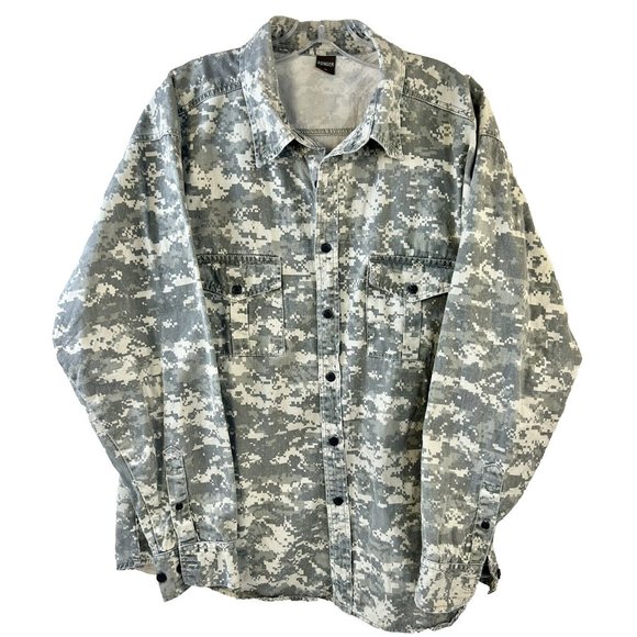 Vintage Ranger Brand Camouflage Camo Button Up Shirt Camping Hunting Mens Sz XL - Picture 1 of 11